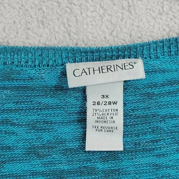 Catherines Womens Plus Size 3X Turquoise Cardigan Sweater 5PT - Picture 4 of 6